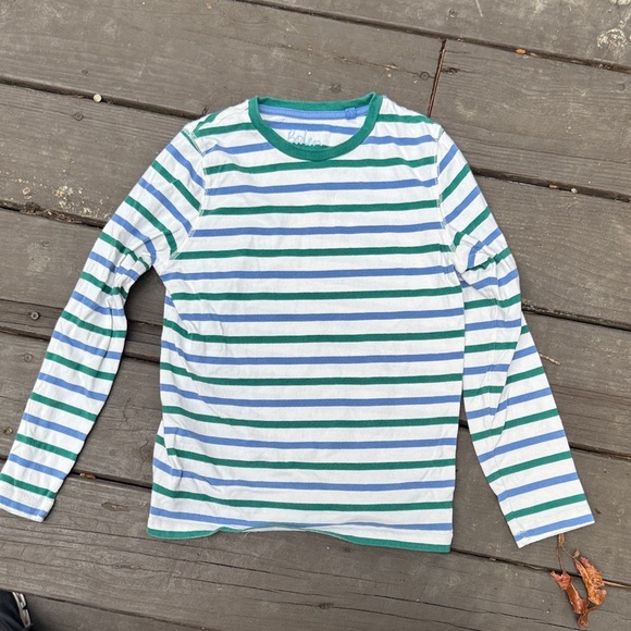 Boden Green and White Striped Boys Long Sleeve Tee size 9-10Y - Picture 1 of 5